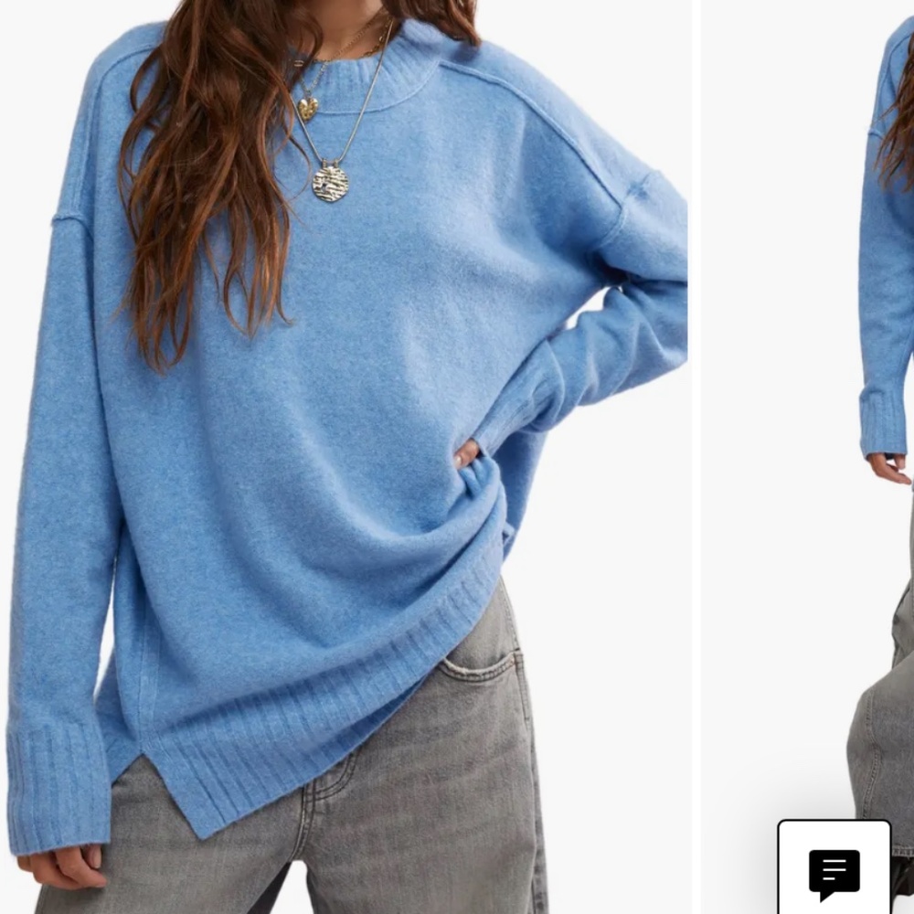 FreePeople High-low Tunic Sweater Waterfall Heather XS
